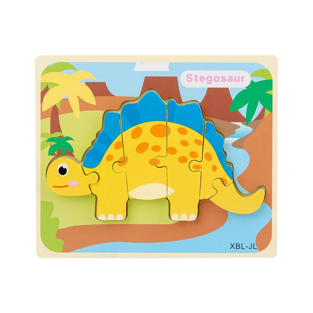 Kids Wooden interesting Puzzle Children's Desktop Assembled Dinosaur Puzzle Kids Three-Dimensional Training Toy: J