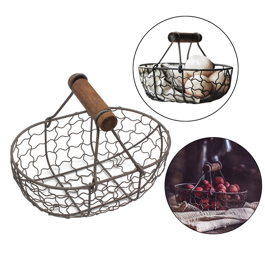 Ijzer Brood Mand Retro Metalen Opslag Mand Fruit Container Met Handvat Decor