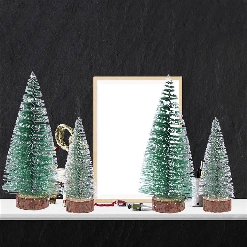 6pcs Mini Christmas Tree Stick White Cedar Desktop Small Christmas Tree White Christmas Cedar Mini Xmas Tree Year Decoration