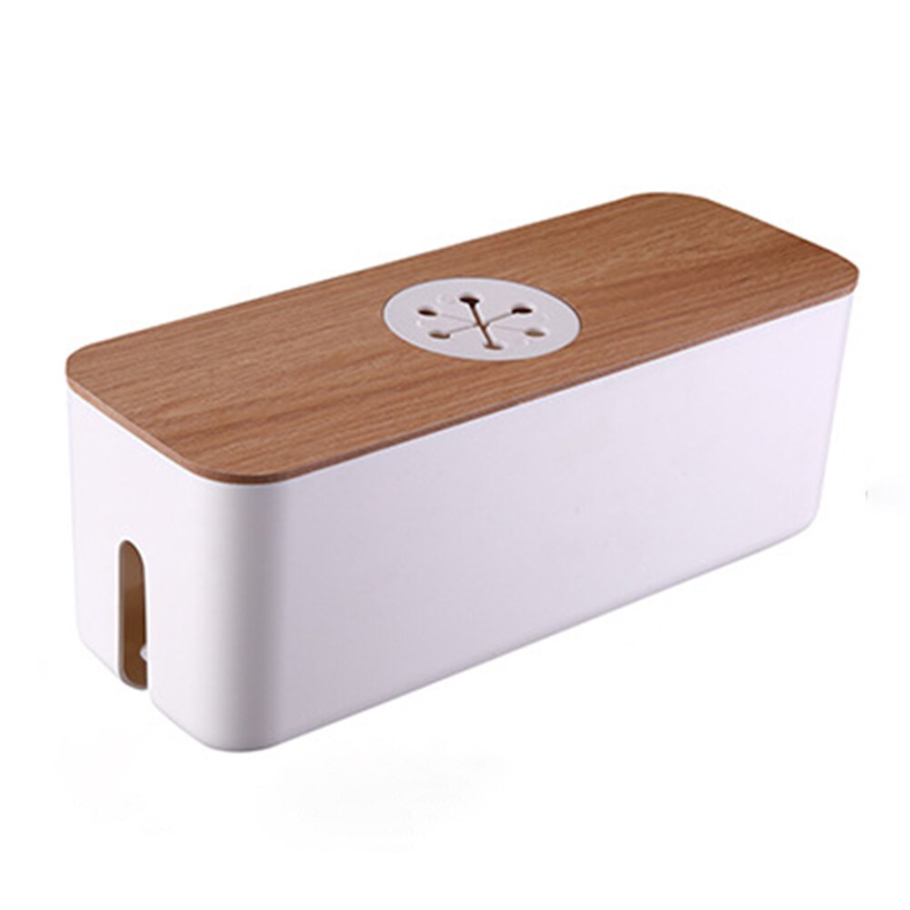 Boîte de rangement de fil avec couvercle en bois tablette téléphone, organisateur de prise de réseau de ligne, ensembles de gestion de chargeur domestique