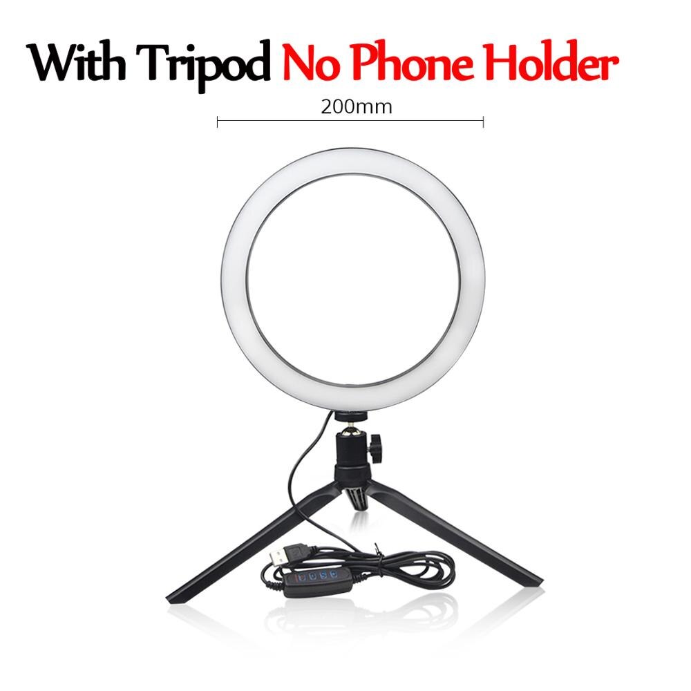 Telefon led ljusring selfie ring lampa nyhet novedades fotografi video live studio fyll ljus foto ljus för smartphone: 20cm med stativ