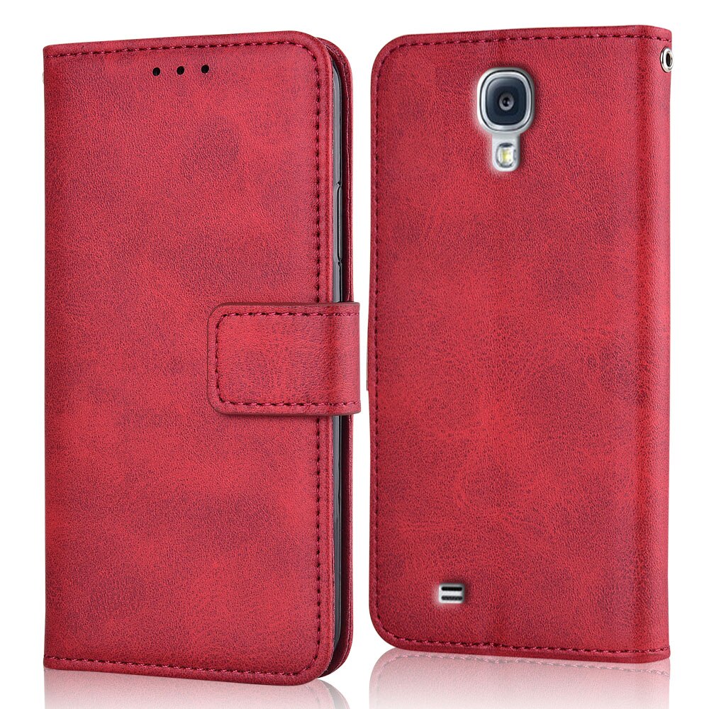 Para Samsung Galaxy S4 I9500 I9505 I9515 VE GT-i9500 Cover Galaxy S4 S 4 I9500 Cover billetera funda para Samsung S4: niu-Red