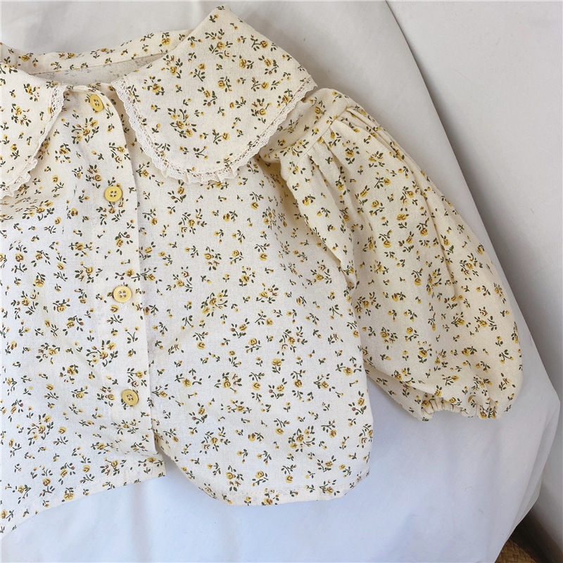 Kleine Lolita Verse Bloemen Shirt En Najaar Product Koreaanse Kinderen Kanten Kraag Top Factory Outlet