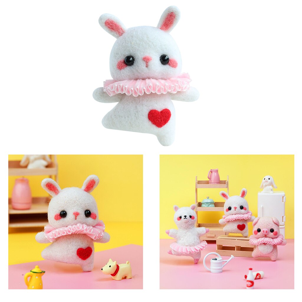 Needle Felting Starter Kit with Instructions, Felting Needles, Wool Roving, Animal Felting Kits for Beginners Arts &amp; Crafts: Rabbit