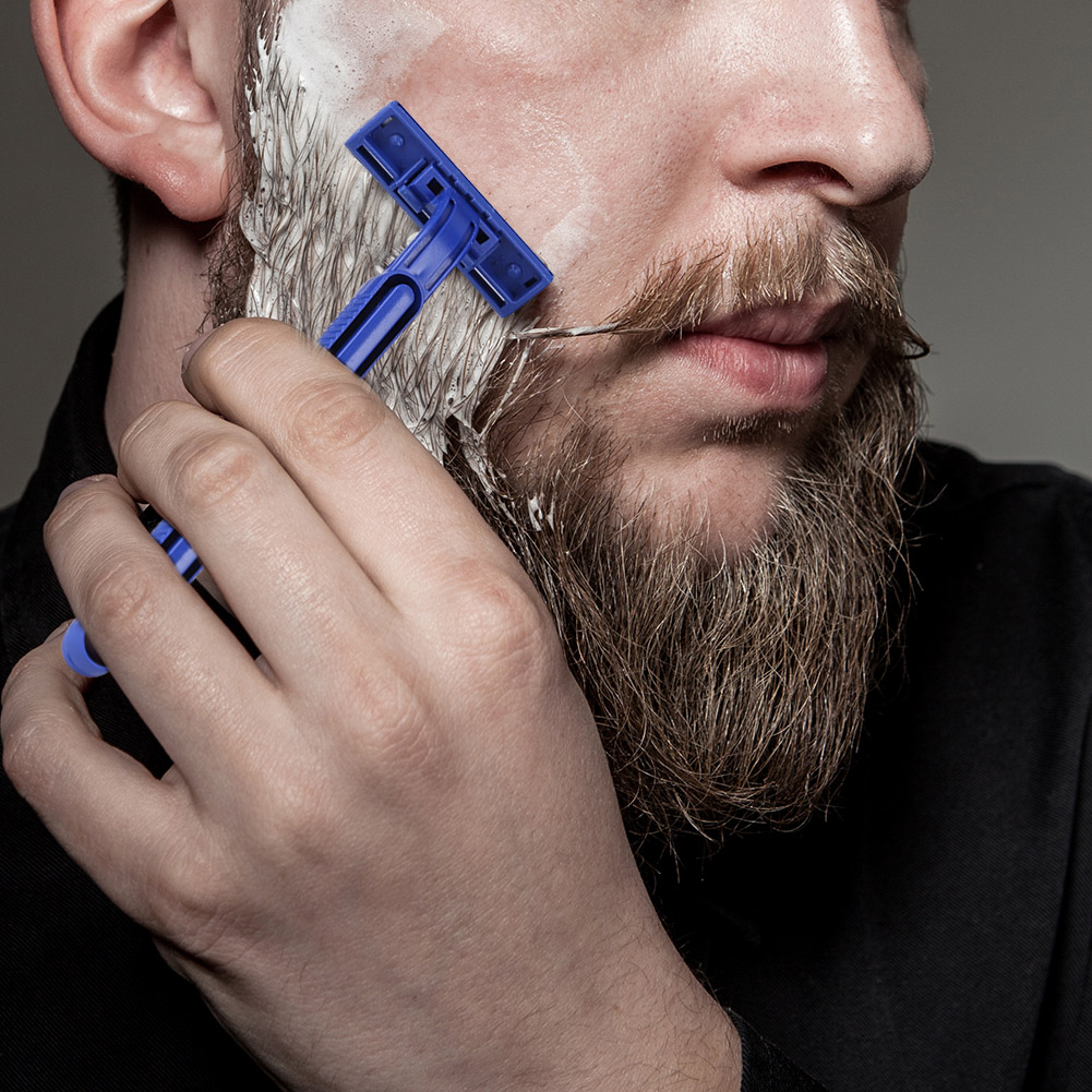 100 pz/pacco striscia lubrificante rasoi da barba usa e getta a doppia lama rasoio da barba in acciaio inossidabile per uomo viaggio Hotel