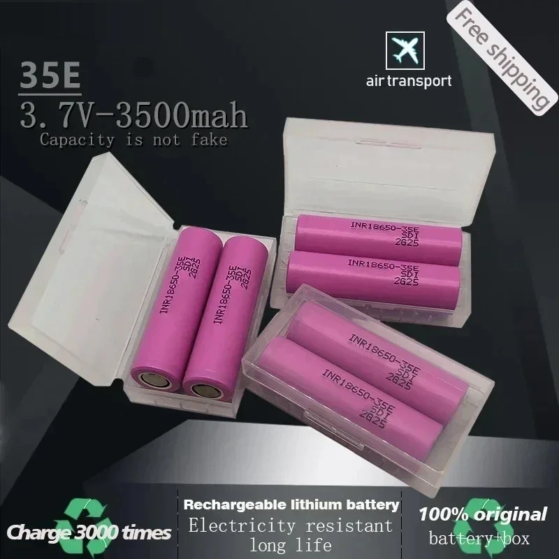 Wiederaufladbarer Li-Ion-Akku, 18650 3500 20 mAh Entladung Inr18650 35e 3500 mAh 18650 3,7 V, 100 % Original