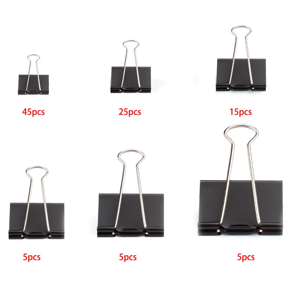Bindeklemmer papirklemmer assorterede størrelser 100 tæller (sort), x stor, stor