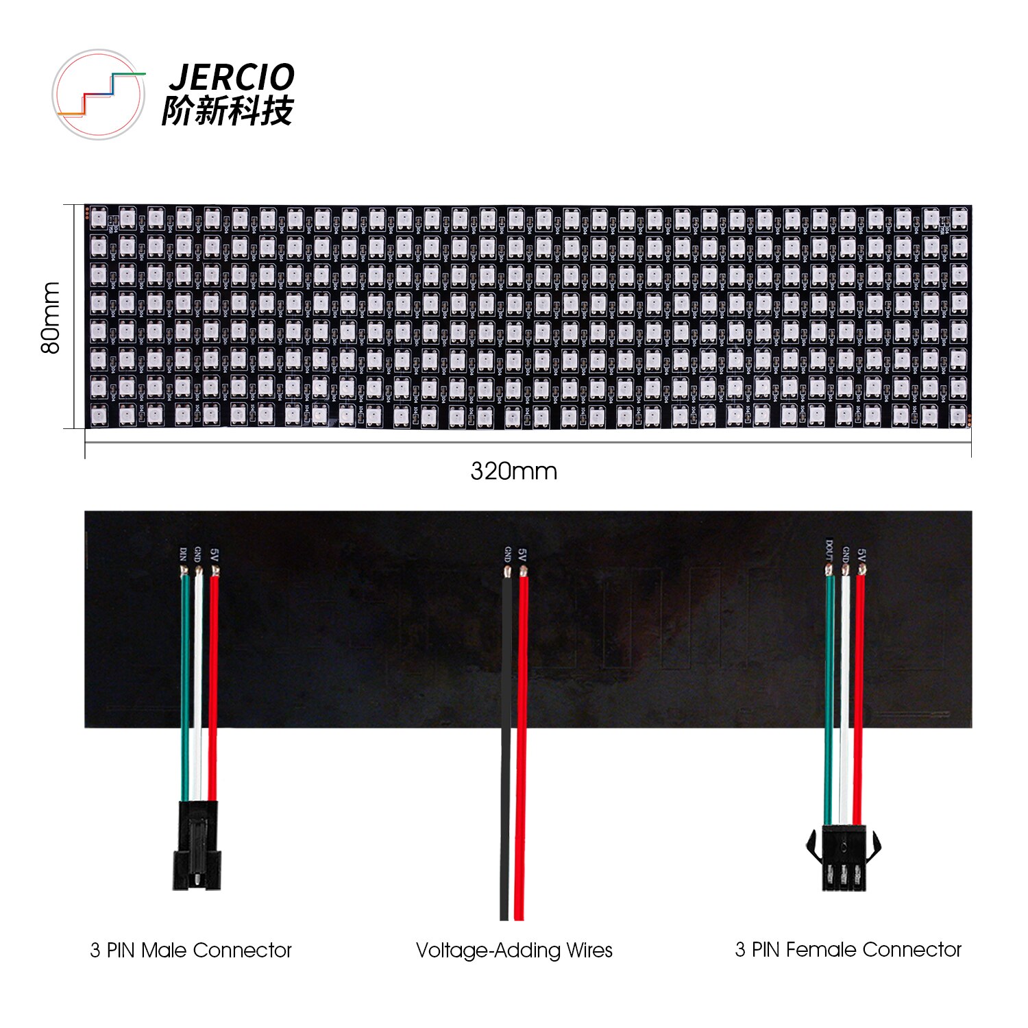 WS2812B RGB flexibel 16x16 Pixel Tafel Matrix Bildschirm ECO LED-modul WS2812 IC Einzeln Adressierbaren DC5V: Schwarz
