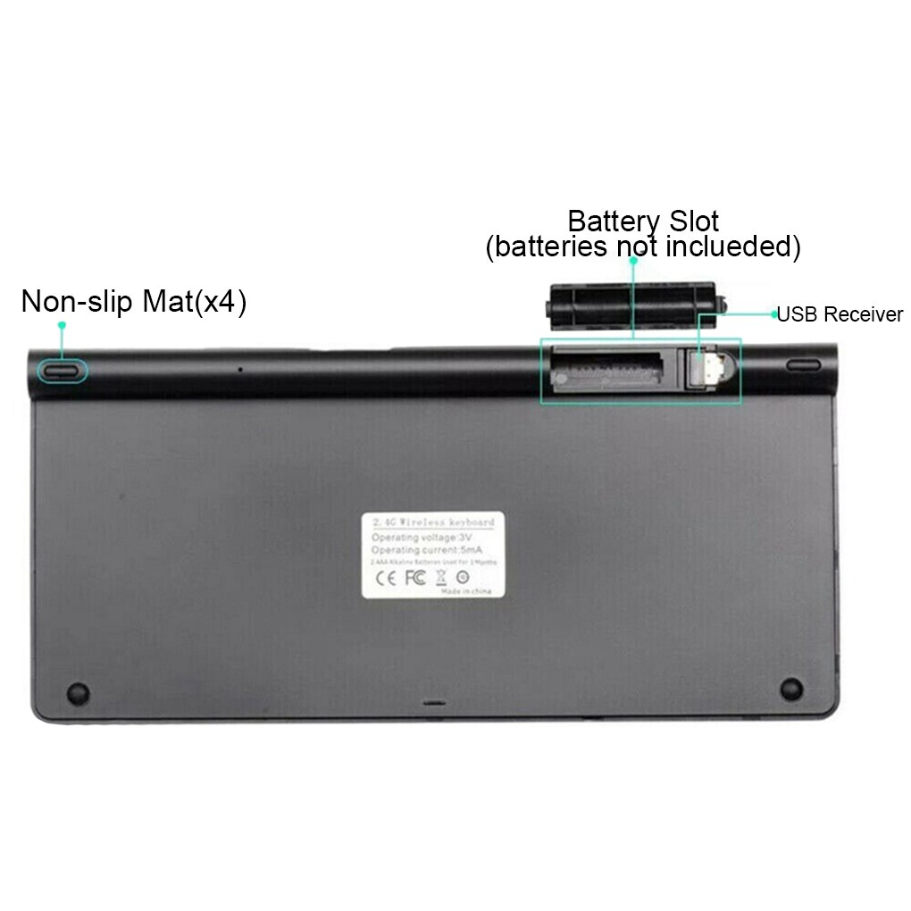 Ensemble Mini-clavier et souris sans fil portable 2.4G, pour ordinateur portable, Mac, ordinateur de bureau, Smart TV, PS4