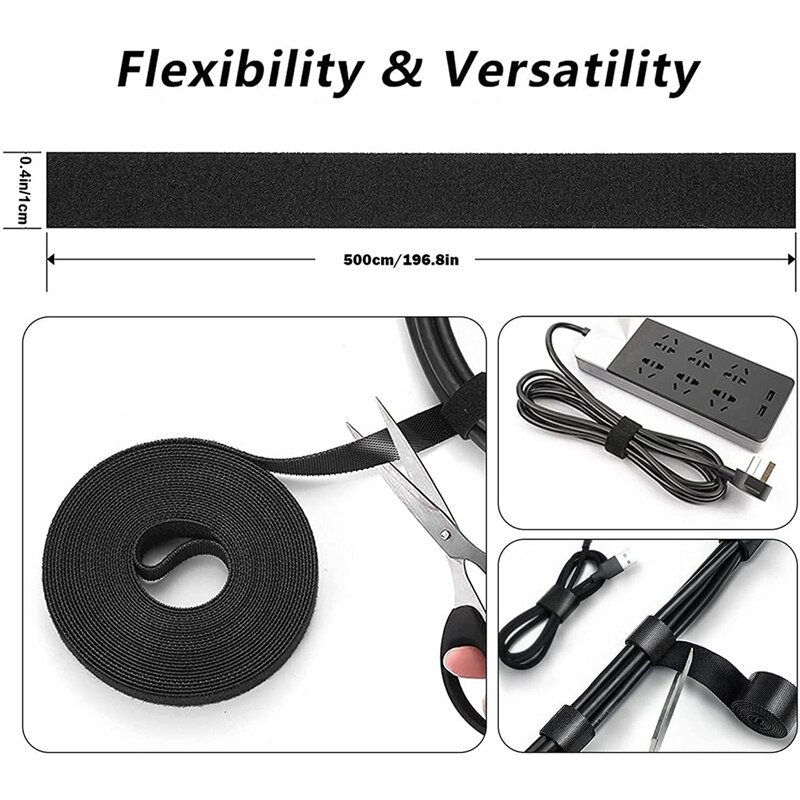 Cable Management Kit, Cable Sleeve,Self Adhesive Base,Large Cable Clips,Silicone Cord Holders,Cable Tidy Organisers