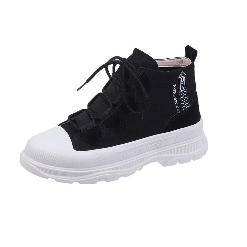 Kobiety wysokie buty płócienne kobieta platforma trampki nowi projektanci pomarańczowe buty marki Chunky Sneaker Ladies sznurowanie: 1 / 7