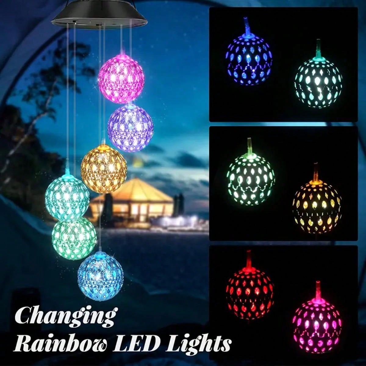 Campanas de viento que cambian de Color Solar, 6 LED RGB, cambios automáticamente de Color para el hogar, jardín, exterior, balcón, decoración, 1 Uds.: Sea Blue