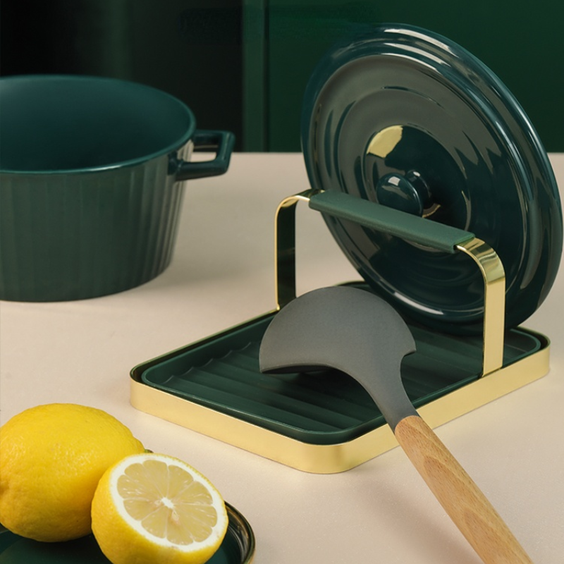 Household Kitchen Pot Lid Spatula Shelf Countertop Rack Wrought Iron Spoon Cooking Shovel Spatula Rack Holding Storage Shelf