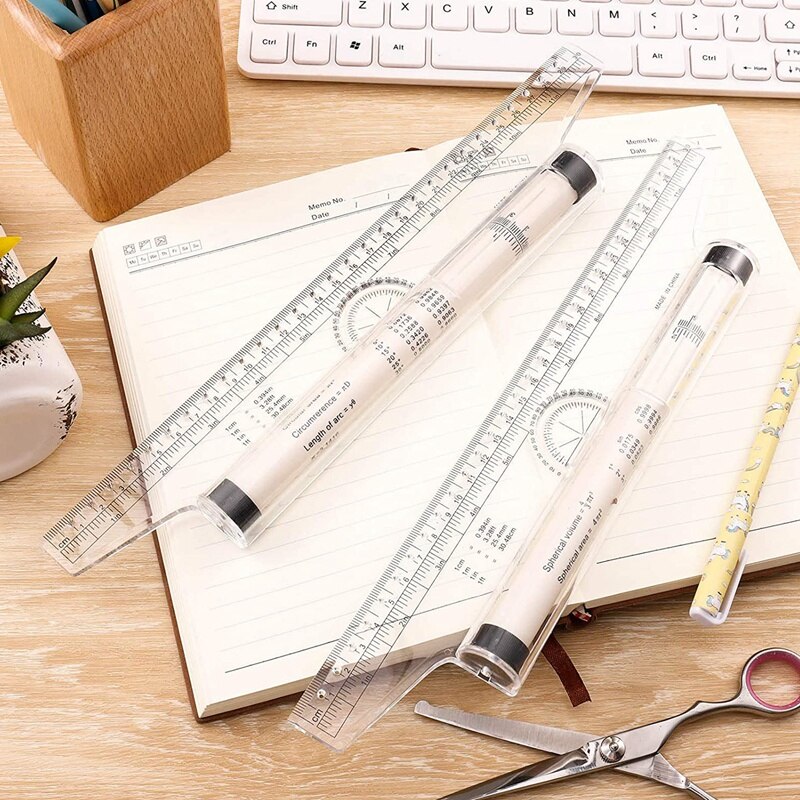 3 Pck of Multifunctional Drawing Measuring Parallel Ruler 30CM Home School Office Drawing Roller Ruler