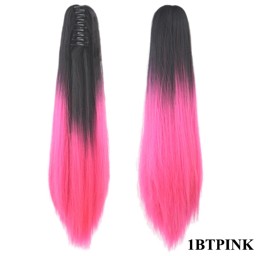 Lange Rechte Synthetische Paardenstaart Vrouwen Ombre Hair Stuk Staart Hoge Temperatuur Fiber Pony Tail Hair Extensions voor Dame: 1btpink