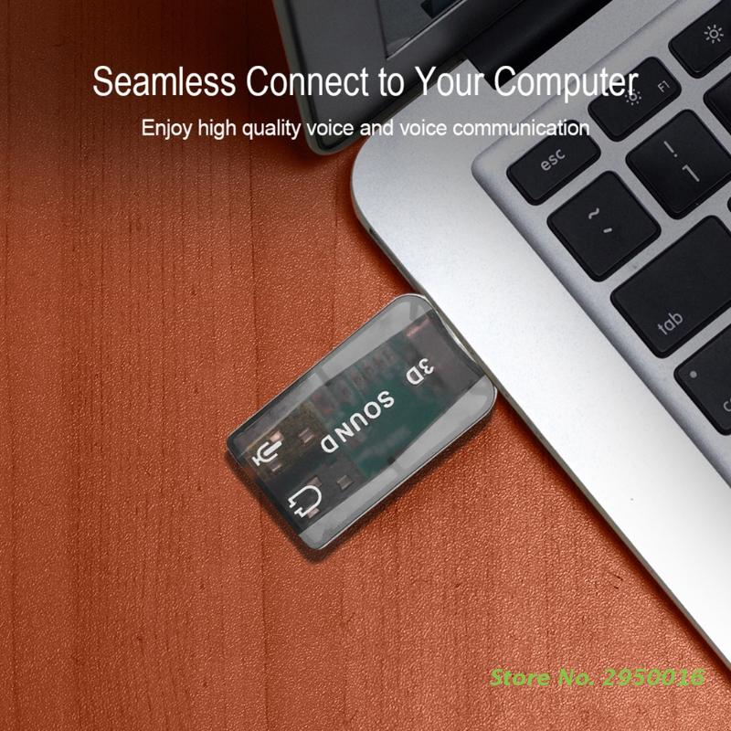 USB to 3.5mm Jack Audio Adapter USB 2.0 to Aux Mic Headphone External 3D Sound Card HFR8103 Chip for PC