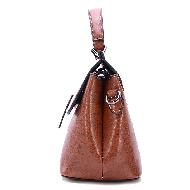 Dames handtassen van vegan leer, kunstleren tas met handgreep, schoudertassen, aktetassen met afneembare schouderriem, bruin