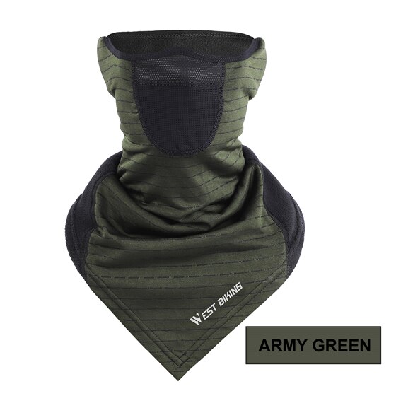 WEST BIKING-mascarilla de cara de ciclista para invierno, bufanda térmica cálida, máscara de esquí para exteriores, correr, escalada, Snowboard, forro polar resistente al viento, máscara para ciclismo: Army Green
