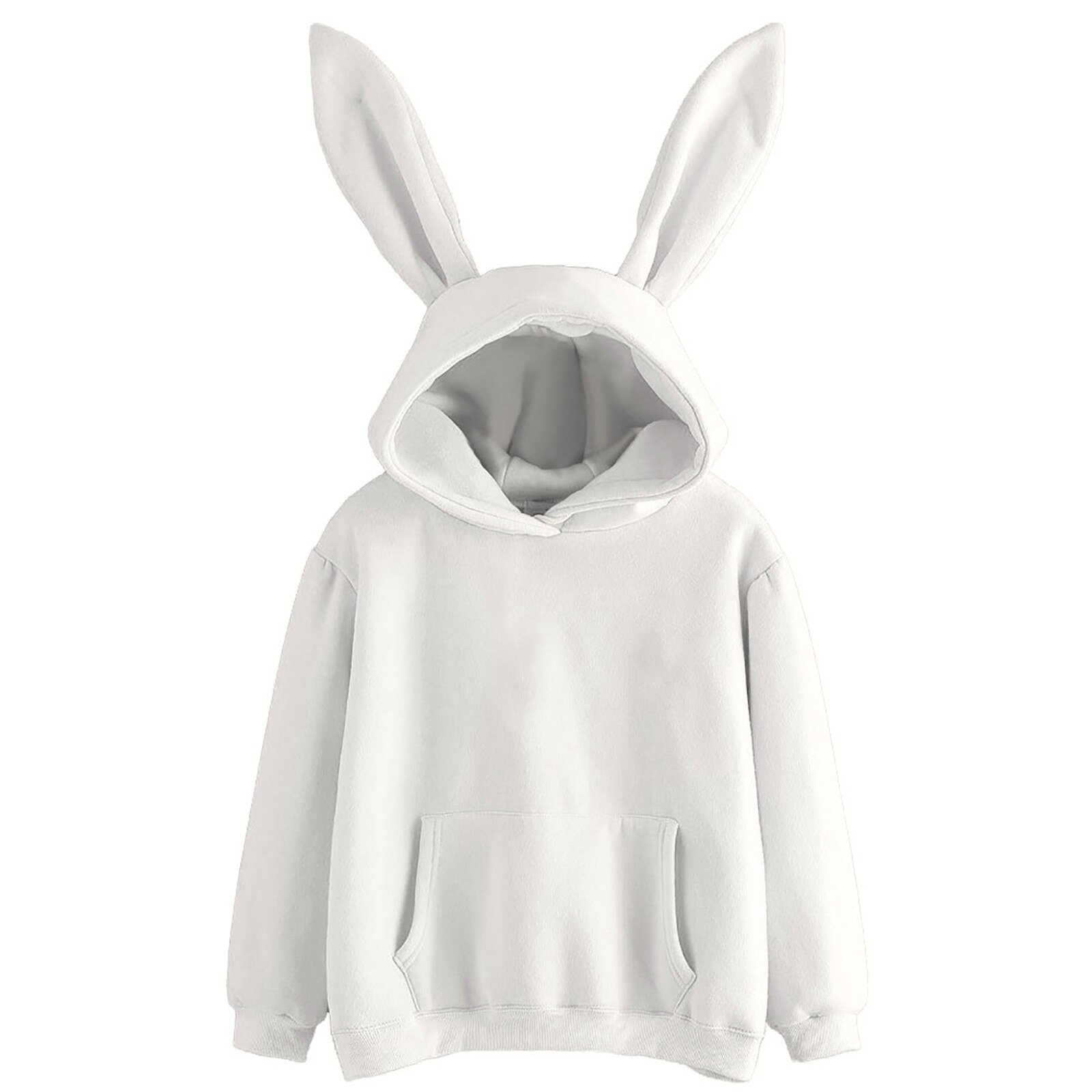 Sudadera de manga larga con capucha de conejo de dibujos animados para mujer, suéter, chaqueta, chaqueta, bonita Sudadera con capucha de conejo para mujer, Otoño e Invierno: M / White