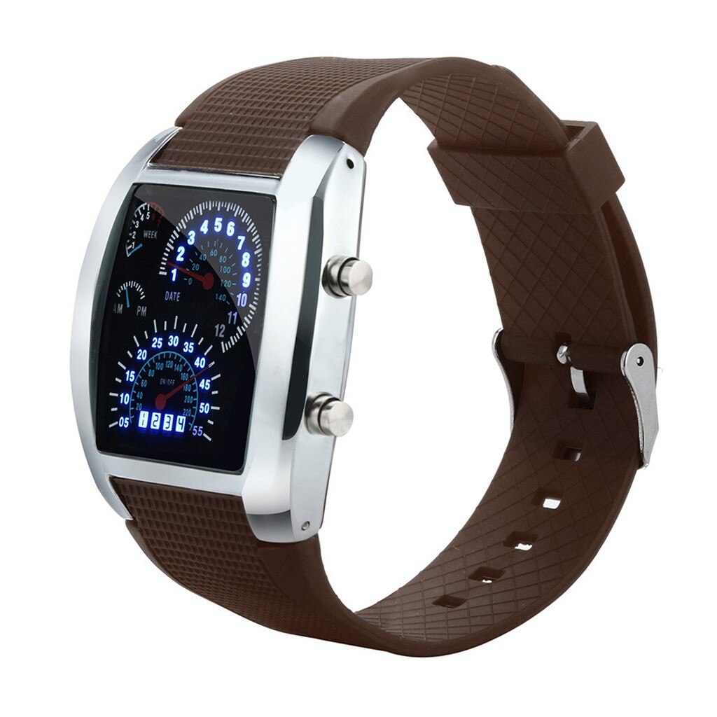 watch men LED Light Flash Turbo Speedometer Sports Car Dial Meter Watch Luxury watch chargeable Relogio Masculino
