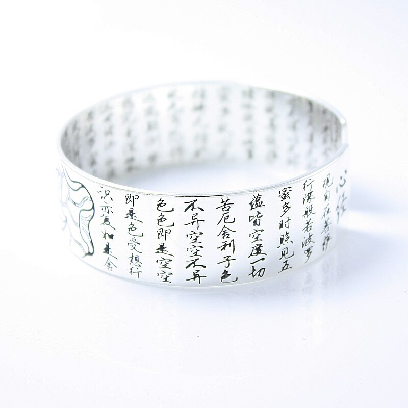 Sangsy vintage sølvfarvet manchet mantra armbånd mænd hjerte sutra armring lotus blomst armbånd tibetansk buddhisme etniske smykker