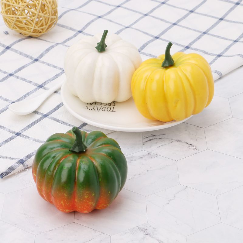 Piccole zucche artificiali finte realistiche per Halloween autunno raccolta ringraziamento decorazioni per feste fai da te C90D