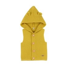 Outono crianças bebê meninas meninos sólido impressão com capuz colete camisola sem mangas tops casaco outerwear