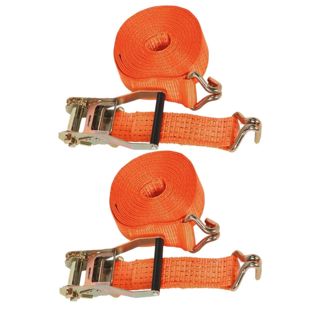 2pcs Ratchet Straps Tie Down Heavy Duty Lorry Lashing Straps For Car Motorcycle Bike With Metal Tow Rope Strong Ratchet Belt