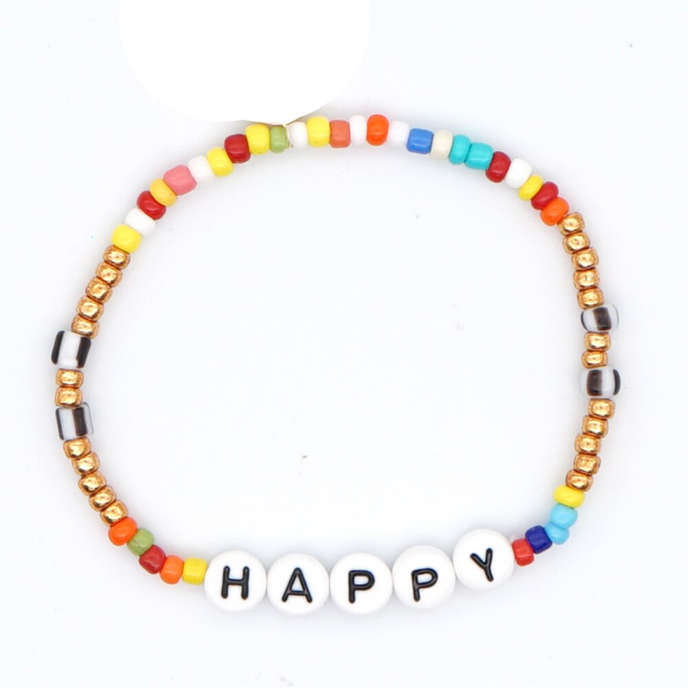 Shinus Kandi Armbinde Für Frauen Boho LIEBE knapp Armbänder Für Mädchen Bohemien Regenbogen Kandy Schmuck Mehrfarbig Perlen Pulsera: QT-B200120E