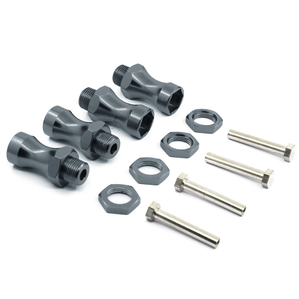 4pcs Wheel Hex 12mm Turn 17mm Lengthened Thickening 30MM Aluminum Adapter HSP 1/10 RC Car Buggy Bigfoot Truck Can Use 1/8 Tires: Dark Grey