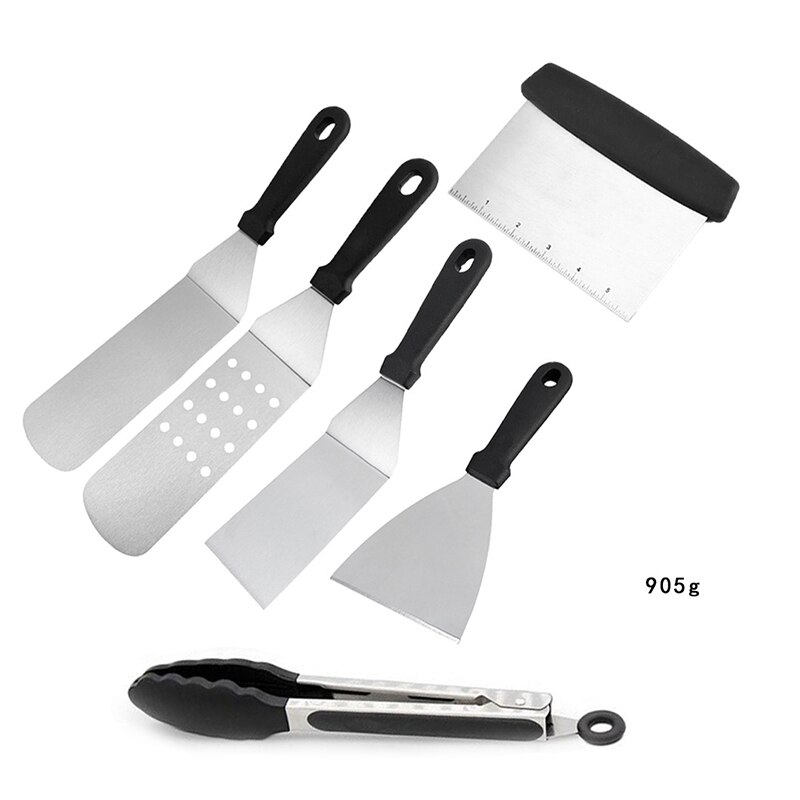 Kitchen Grill Spatula Scraper Set Grill Turner Stainless Steel Scrape Pancake Teppanyaki Griddle Cooking Utensil Baking Tools: 6 piece food trap