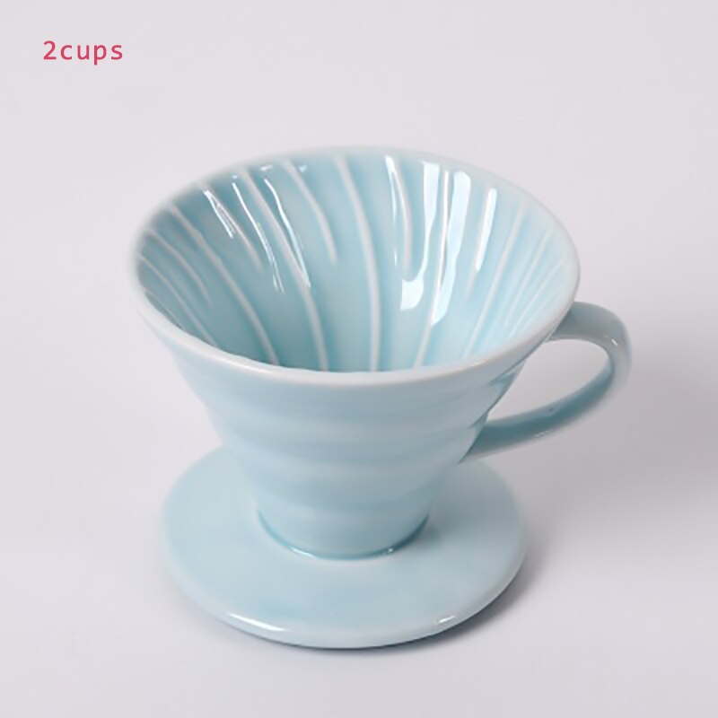 GUNOT Keramik Reusable Kaffee Tropf Filter Tasse Wärme Beständig V60 Stil Kaffee Tropf 2/4 Tassen Separaten Ständer Für kaffee Topf: Blue2cups