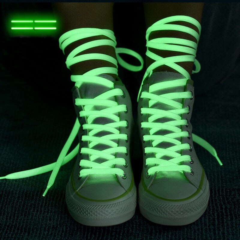 1 Paar 100Cm Lichtgevende Schoenveters Platte Sneakers Canvas Veters Glow In De Donkere Nacht Fluorescerende Shoestrings 6 Kleuren