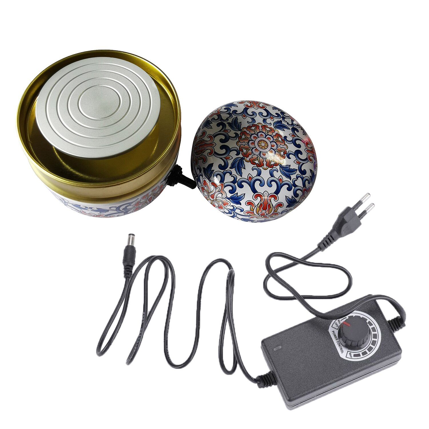 Mini Electric Pottery Wheel Portable Ceramic Machine with 6cm Turntable Clay Sculpting Wheel with Variable Speed and Clockwise: Fancy Flower EU