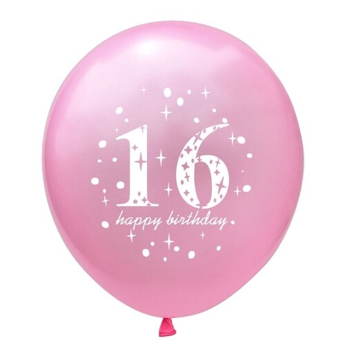 5 Stuks 12 "Nummer 16 Latex Ballonnen 16 Jaar Happy Birthday Benodigdheden Roze Paars Zwart Groen Globos kinderen Speelgoed