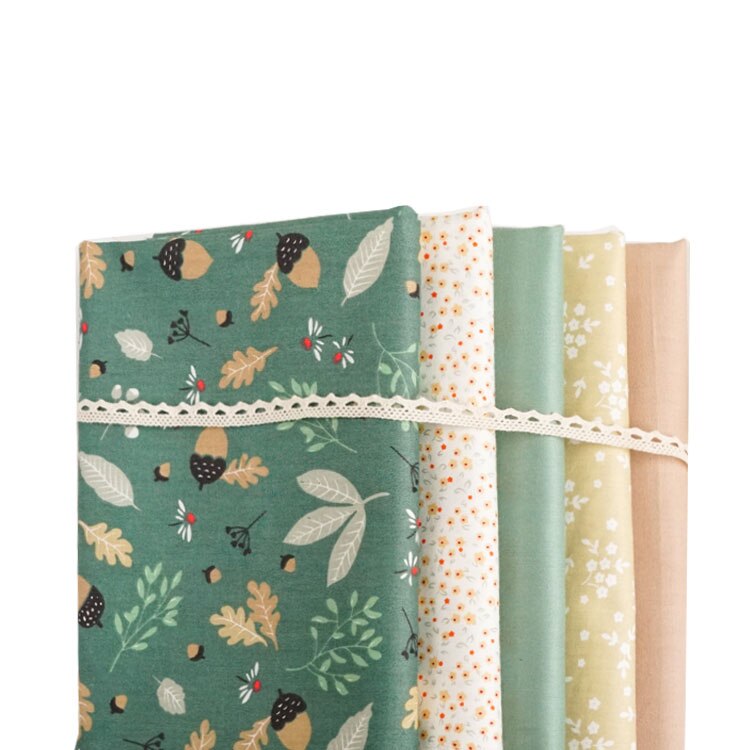 Grønt "fersk floral" Bomullsstoff - 160cm Bredde - 180g/m² - 100% Pustende Bomull