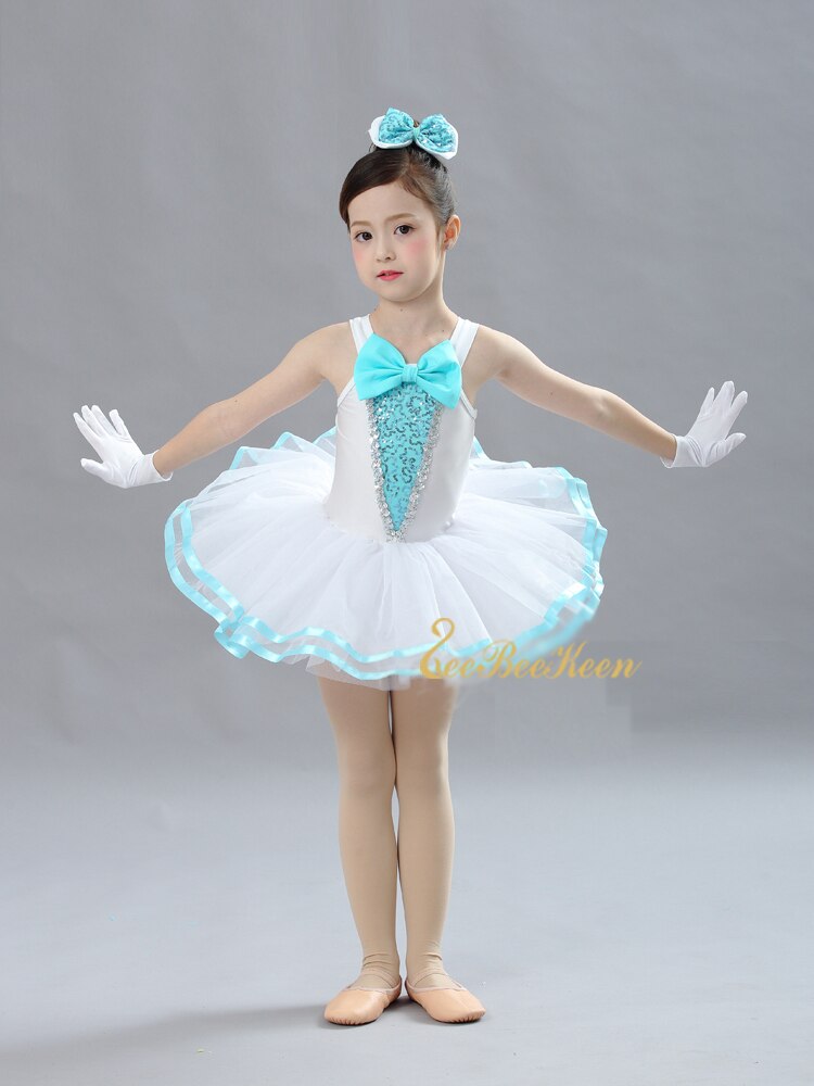 Vestido de Ballet para niñas, traje de tutú de Ballet con lentejuelas azules, vestido de baile para niña con puesta en escena para mujer, tutú, ropa de bailarina de Ballet