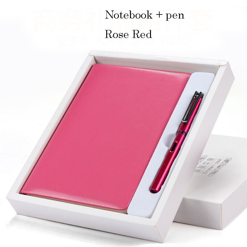 Luxurious Office Notebook Set Upscale Business Notebook Business Pen Set With Box For Office Meeting: Rose Red