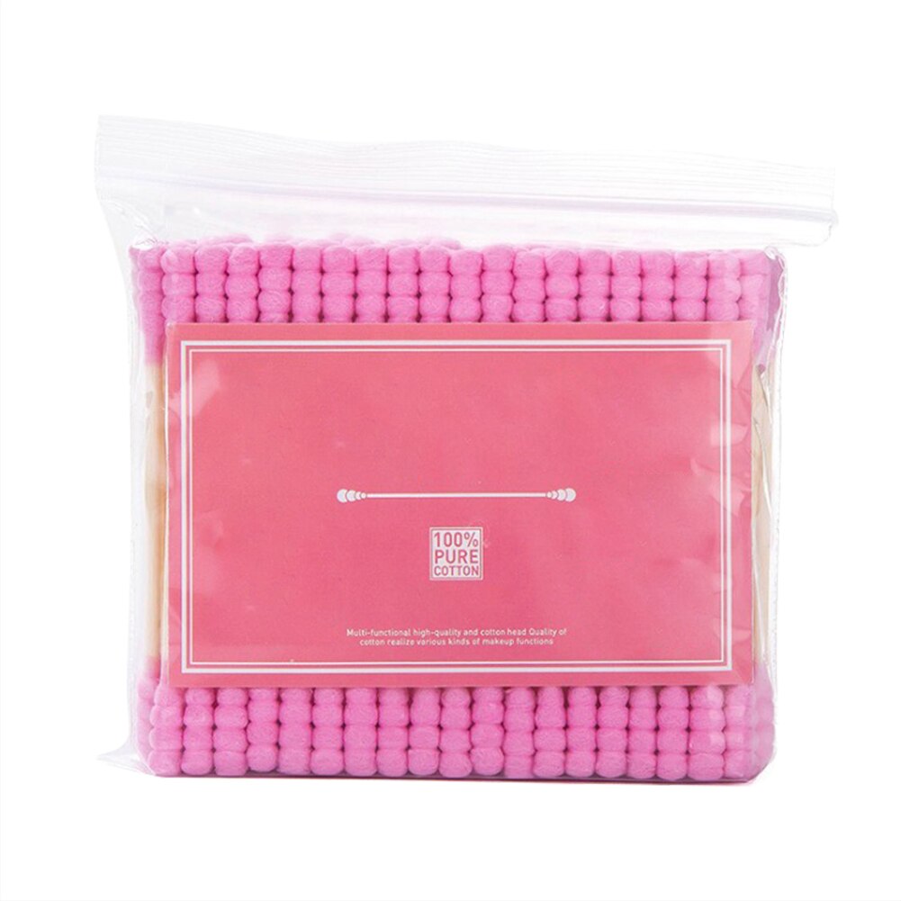 Coton-tige en spirale à Double tête, 100 pièces/paquet, démaquillant, hygiénique, ensemble d'outils de nettoyage, coupe-oreille: Rose