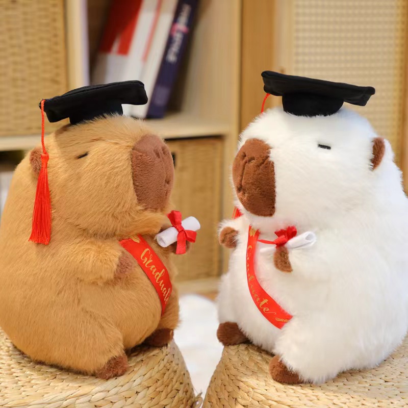 Muñecos de peluche graduados, Doctor, capibara, búho, oso, juguete de peluche, lindo Animal relleno, muñeca de juguete, almohada suave de dibujos animados, de graduación