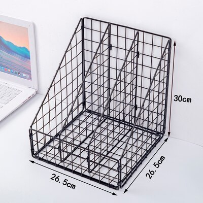 Rose Gold Wrought Iron Storag Rack Magazine Book Holder Stand Metal Baskets Office Desktop File Organizer Cosmetic Storage Box: H