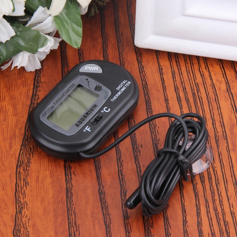 Digital LCD Screen Sensor Aquarium Thermometer Wired Aquarium Fish Tank Temp Meter Electronic Temperature Measurement Black
