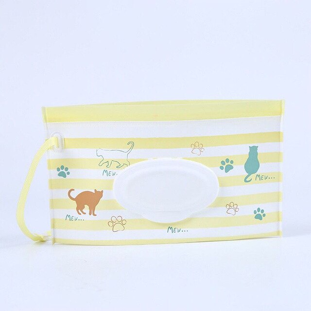 Portable Baby Wet Wipes Storage Bag Stroller Carrying Case Easy Carry Snap Strap Wipes Container Clamshell Cosmetic Pouch: Style 15