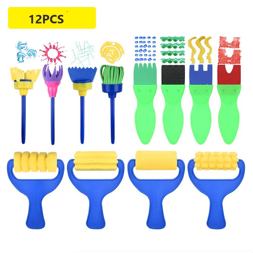Rodillo de pintura de esponja para niños, pinceles de manualidades, herramienta de pintura, juguete educativo