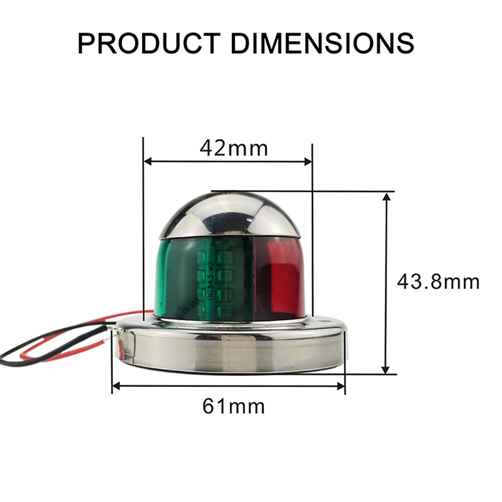 12V Stainless Steel Red Green LED Navigation Lights Boat Marine Indicator Spot Light Marine Boat Yacht Sailing Light