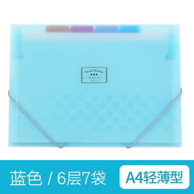 Frosted PP folder Expanding Wallet 7 layers inner Document organizer File folder A4 4 colors available Folder fog-like feeling: blue