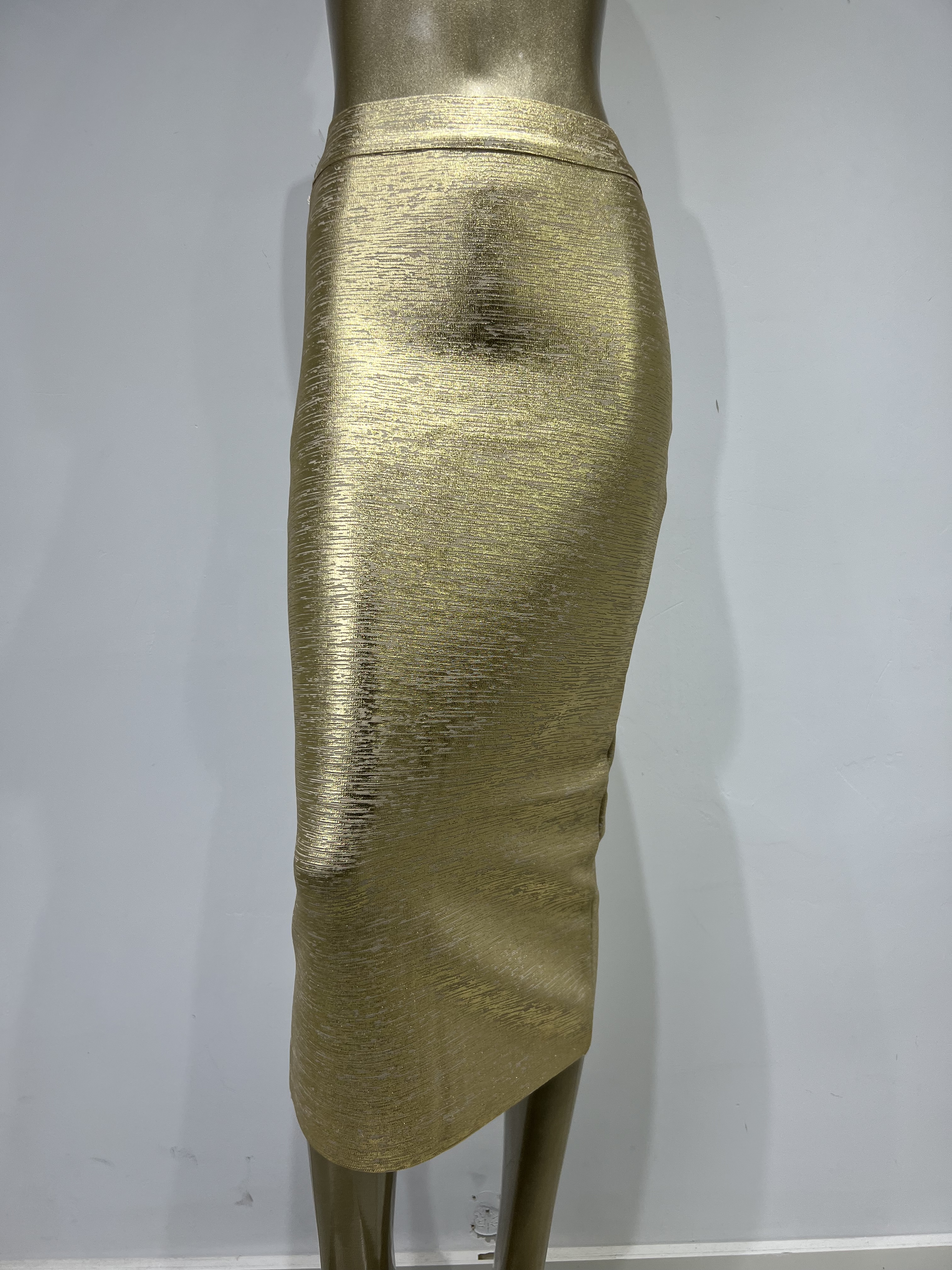 Sexede guld-sølv bandage-nederdele til kvinder, high street-kjoler med kendisser, strikkede bodycon-midi-blyantnederdele 78cm