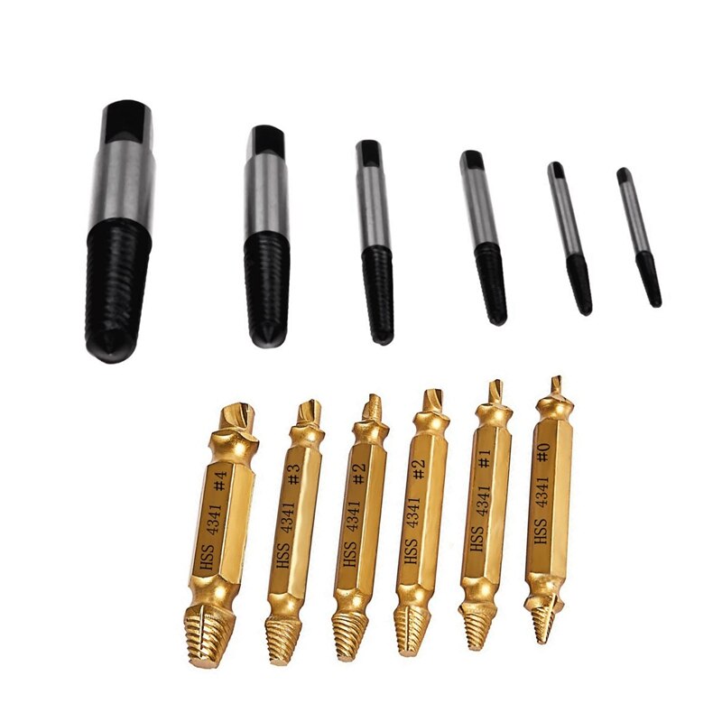 2 Set Hardware Tool Screw Bolt Nut Extractor Remover Tools - 1 Set Gold & 1 Set Black, Silver