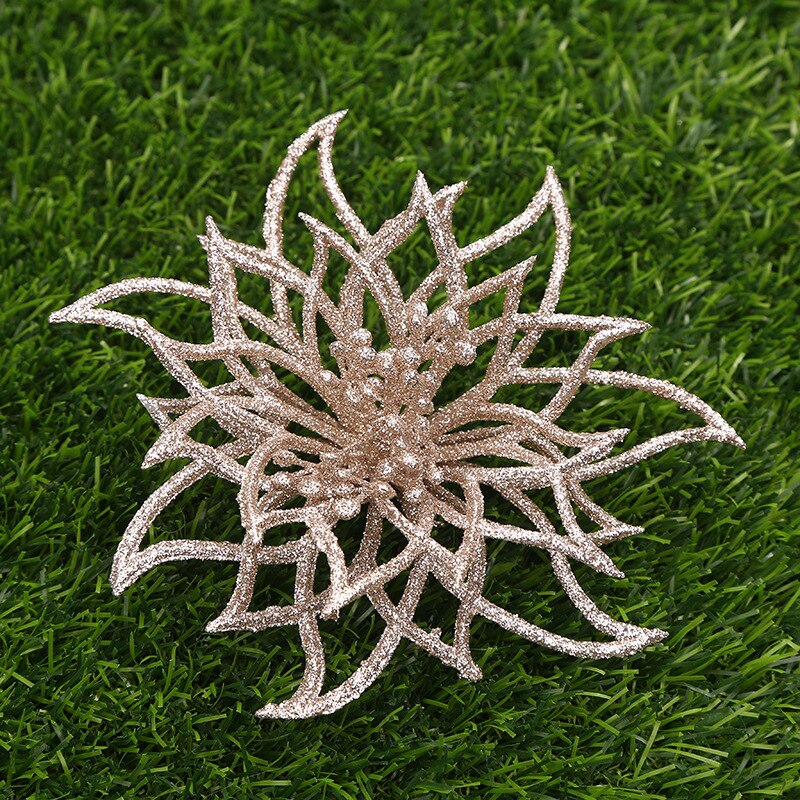 Glitter hule kunstige blomster 15 cm juletræspynt år juledekorationer til hjemmepynt til jul: 1