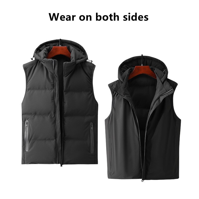 Gilet d'automne et d'hiver à capuche pour jeune homme, beau, coréen, , Double face, pour étudiant